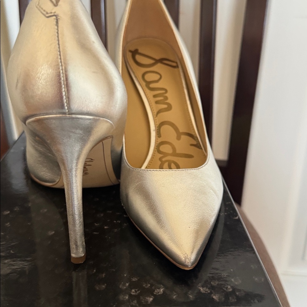 Sam Edelman Metallic Silver Heels - Picture 2 of 7